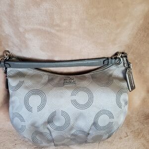 Coach Silver Shoulder Bag with Circular Design